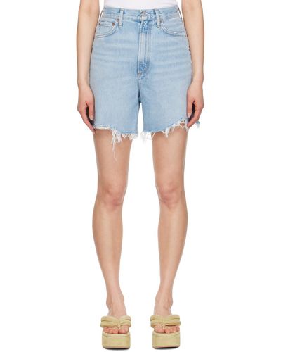 Agolde Ae Stella Denim Shorts - Blue