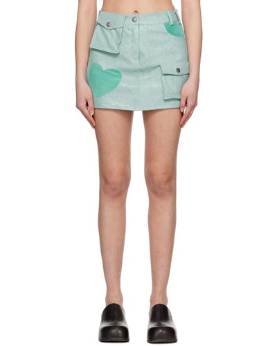ANDERSSON BELL Eyelet Faux-leather Miniskirt - Blue