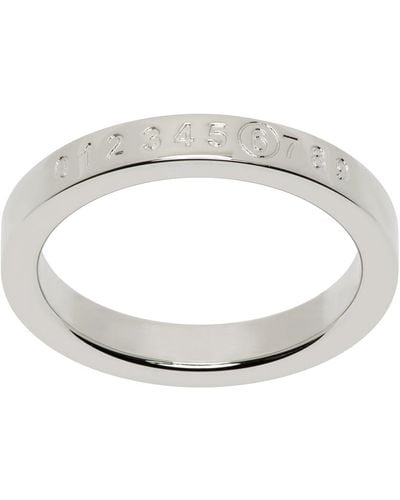 MM6 by Maison Martin Margiela Silver Numeric Minimal Signature Ring - White
