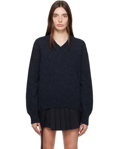 Ami Paris ネイビー ディストレス セーター - ブルー