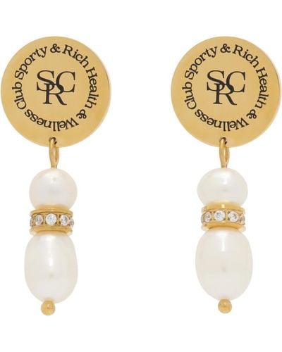 Sporty & Rich Sportyrich boucles d'oreilles dorées à perles et ornements en verre taillé - Métallisé