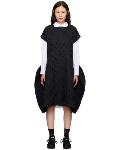 Comme des Garçons Robe midi noire à motif en tissu jacquard