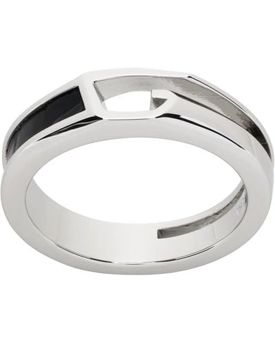 Givenchy Silver & Black Giv Cut Ring - Metallic