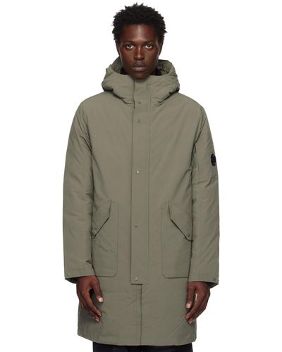 C.P. Company Parka kaki en micro-m r et en duvet - Vert