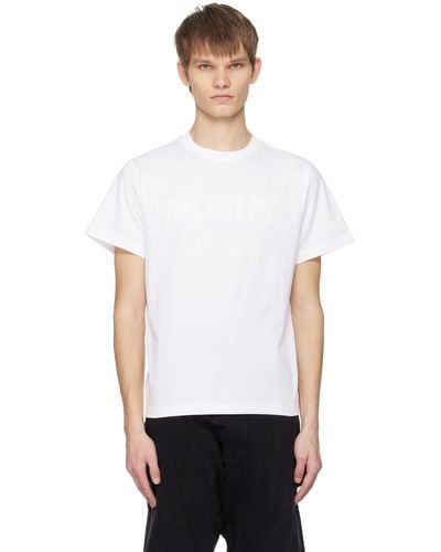 Mugler ホワイト ボンディングロゴ Tシャツ