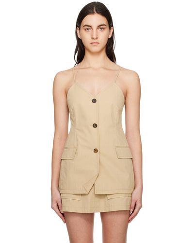 Pushbutton Button Camisole - Natural