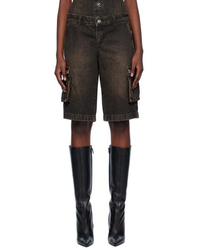 Miaou Gray Dune Denim Shorts - Black