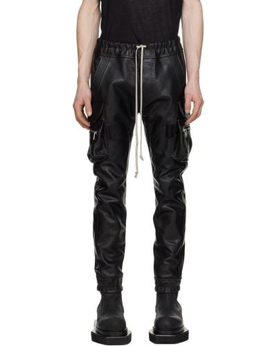 Rick Owens Black Mastodon Leather Trousers
