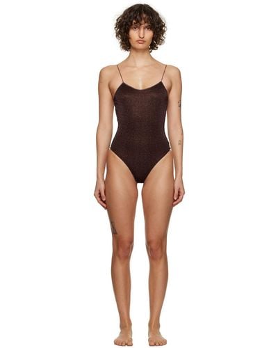 Oséree Brown Lumière One-piece Swimsuit - Black