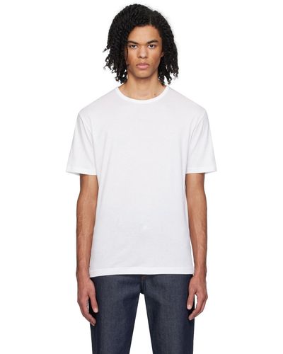 Sunspel T-shirt blanc en coton lisse