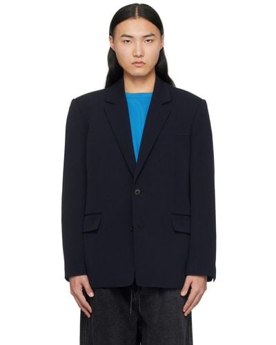 Juun.J Notched Lapel Blazer - Blue