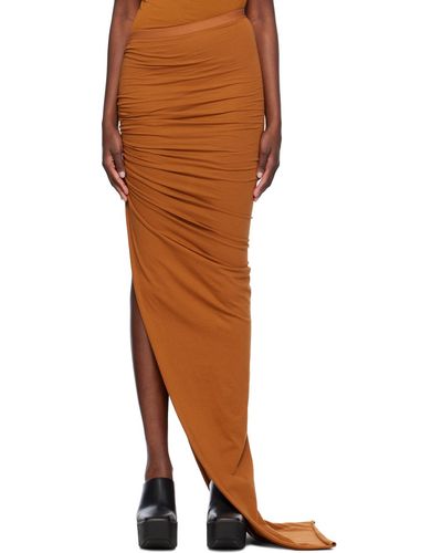Rick Owens Orange Floor Length Maxi Skirt - Multicolour