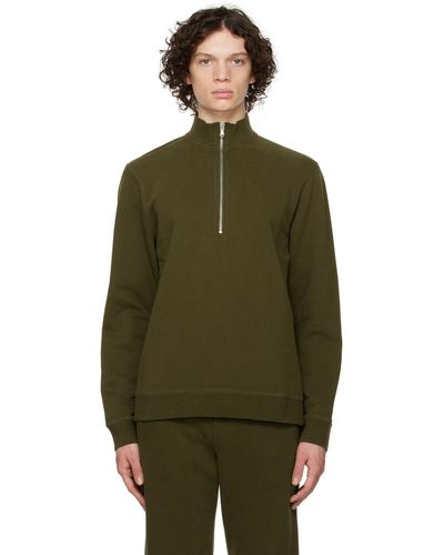 Sunspel Green Half-zip Sweatshirt