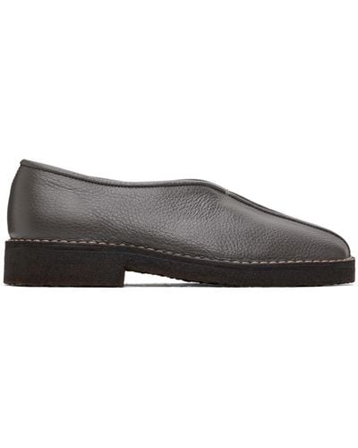 Lemaire Ssense Exclusive Gray Piped Crepe Loafers - Black