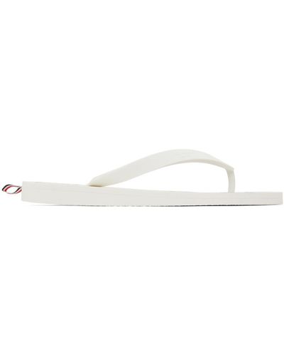 Thom Browne White Rwb Stripe Flip-flops - Black