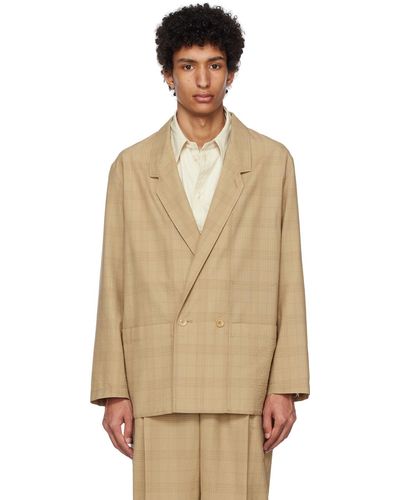 Lemaire Khaki Double-breasted Blazer - Natural