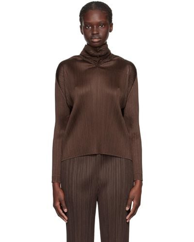 Pleats Please Issey Miyake Brown Monthly Colours September Blouse