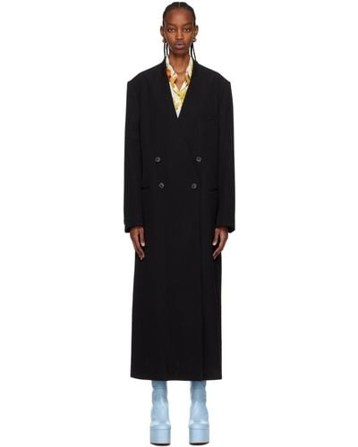 Dries Van Noten Black Collarless Coat