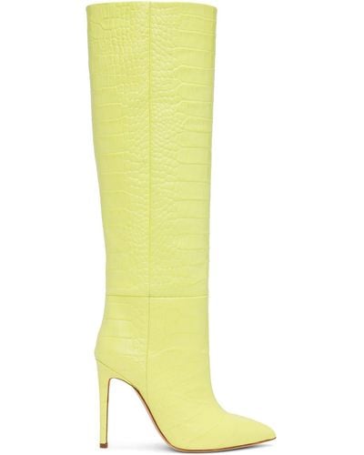 Paris Texas Green Croc-effect Tall Boots - Yellow