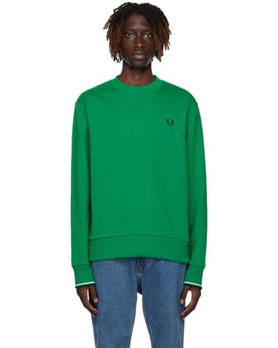 Fred Perry F Perry ーン クルーネック スウェットシャツ - グリーン