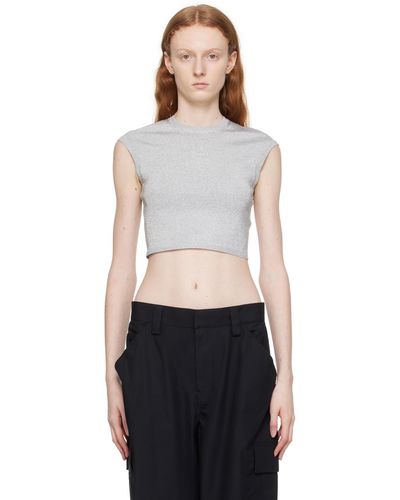 T By Alexander Wang Silver Cropped T-shirt - Black
