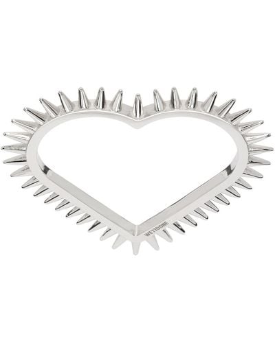 we11done Spike Heart Double Ring - Black