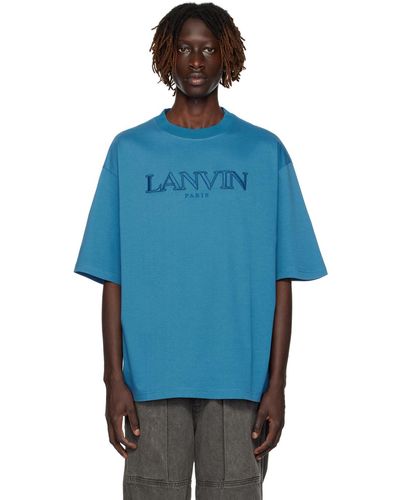 Lanvin ブルー ロゴ刺繍 Tシャツ