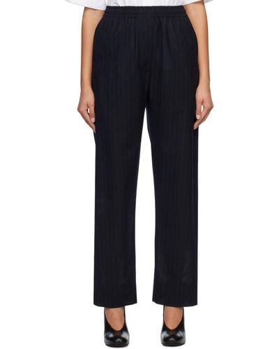 Margaret Howell Pinstriped Trousers - Black