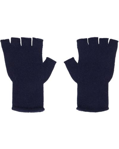 The Elder Statesman Ssense Exclusive Heavy Fingerless Gloves - Blue