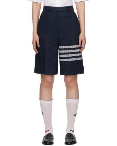 Thom Browne Navy 4-bar Shorts - Blue