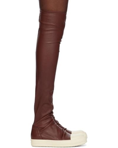 Rick Owens Burgundy Knee-high Stocking Boots - Brown