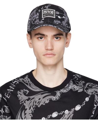 Versace Black & Grey Printed Chain Cap