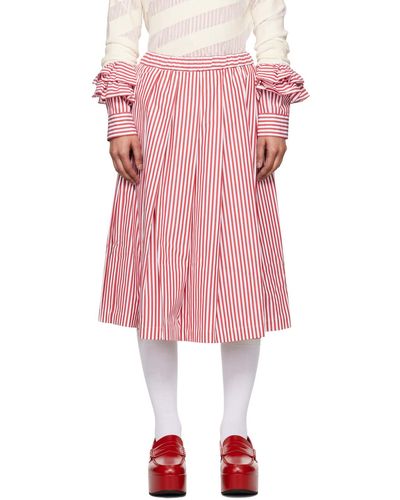 Comme des Garçons Striped Midi Skirt - Pink
