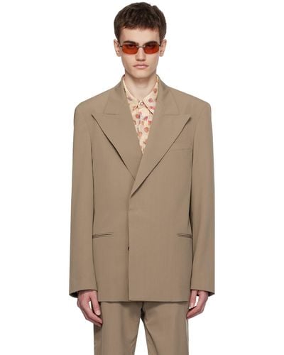 Acne Studios Taupe Double-breasted Blazer - Natural