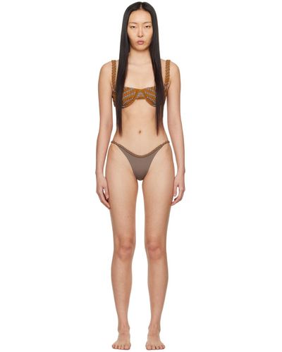 Isa Boulder Bikini brun à garnitures tressées exclusif à ssense - Noir