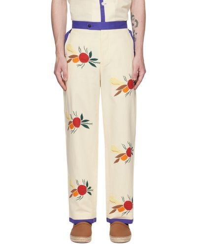 Bode Off-white Fruit Bunch Pants - Natural