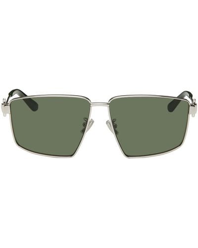 Bottega Veneta Silver Square Sunglasses - Green