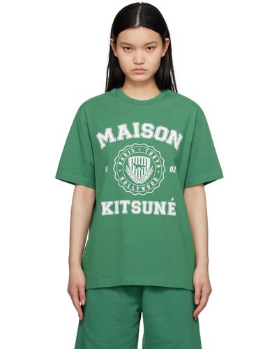Maison Kitsuné T-shirt de style collégial vert édition hotel olympia