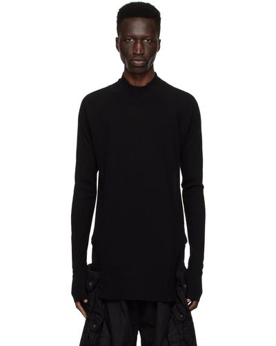 Julius Wide Neck Long Sleeve T-shirt - Black