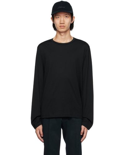 Brioni Black Embroidered Long Sleeve T-shirt