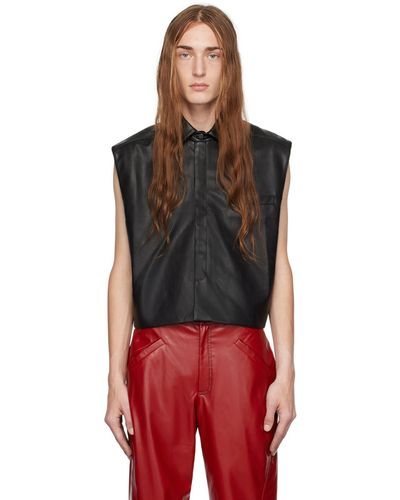 Situationist Veste noire en cuir synthétique exclusive à ssense - Rouge
