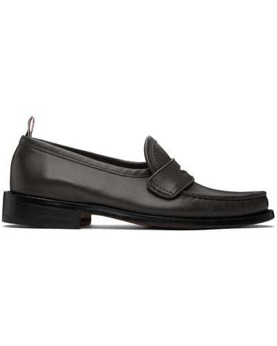 Thom Browne Grey Pleated Varsity Loafers - Black