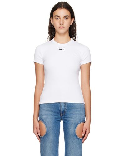 Off-White c/o Virgil Abloh Ribbed T-shirt With Off Embroidery - White