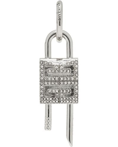Givenchy シルバー Lock Small Crystals Hoop シングルピアス - ブラック
