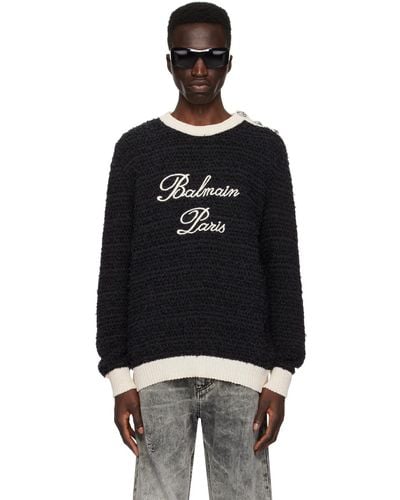 Balmain ロゴ刺繍 セーター - ブラック