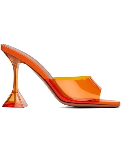 AMINA MUADDI Orange Lupita Glass Slipper Heeled Sandals - Black