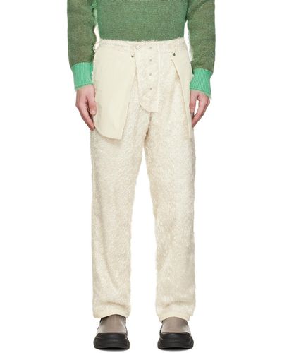 Craig Green Craig pantalon réversible blanc cassé en tricot à poils longs exclusif à ssense - Multicolore