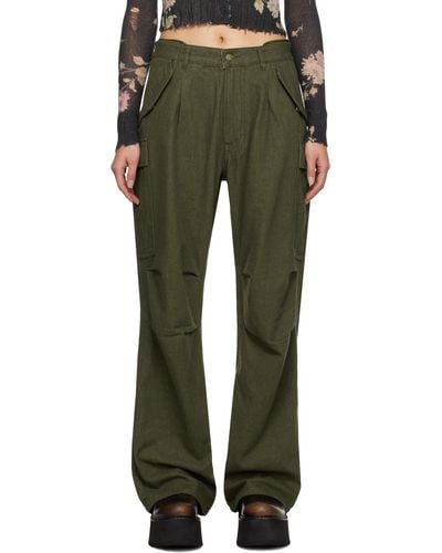 R13 Khaki Damon Denim Cargo Pants - Green