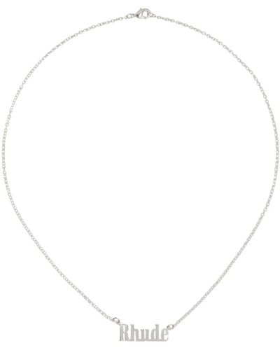 Rhude Silver Logo Necklace - White