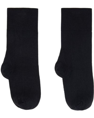 Wolford Black Cotton Velvet Socks - Blue